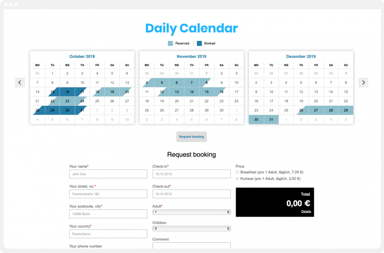 Daily Calendar for your Website