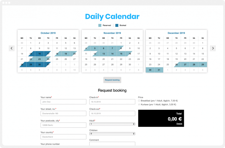The booking calendar for your Wix.com website