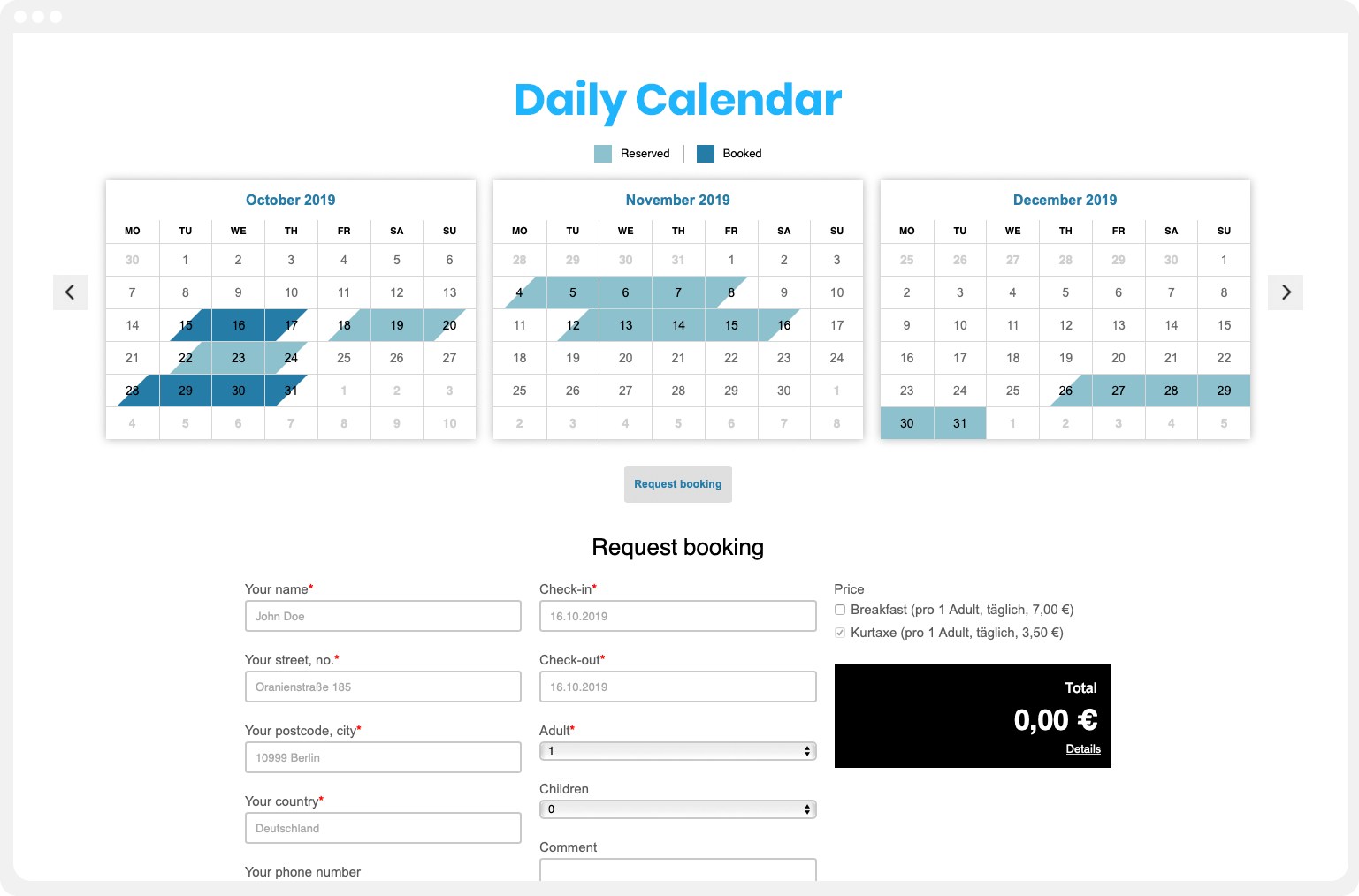 CalendarApp The Daily Booking Schedule