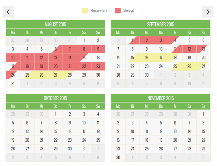 Benutzer gestaltet seinen Belegungskalender mit CalendarApp selbst